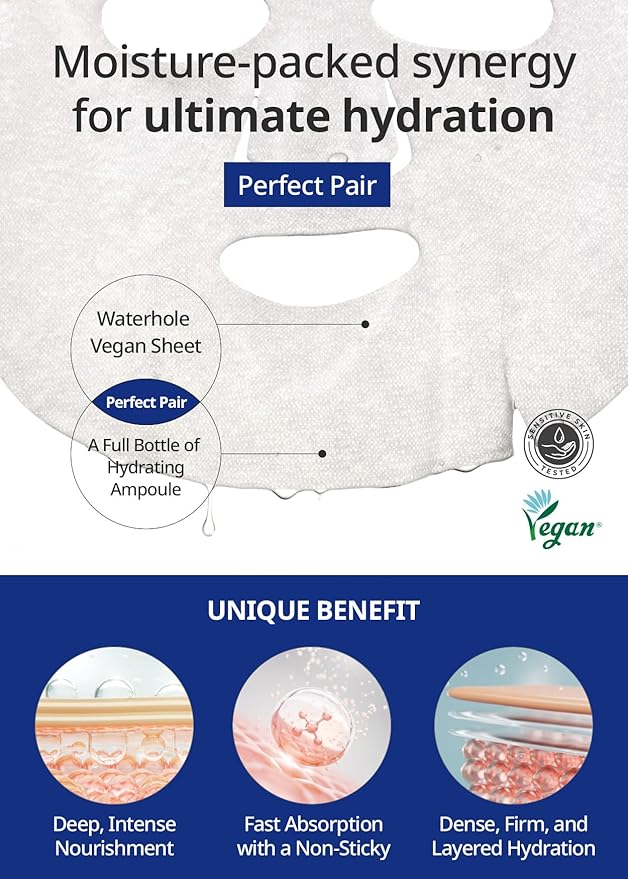 [K Beauty] Real Active Hydrating Ampoule Sheet Mask | Moisturizing and Nourishing for All Skin Types | Vegan Sheet Masks with Hyaluronic Acid | Korean Face Masks Skincare | Facial Mask | 10 Sheets