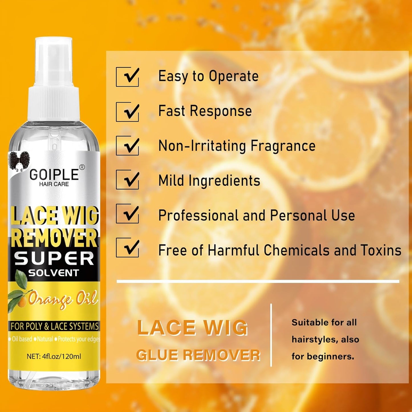 Tape in Extension Remover Hair Glue Remover, Fast Acting Hair Extensions Remover Wig Adhsive Remover, Tape in Hair Extensions Adhesive Remover, Removes Hair Glue, Wig Tape & Edge Brush