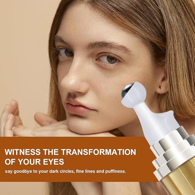 5% Caffeine Eye Serum With Roller For Dark Circles & Puffiness Bags Under Eye Treatment- Caffeine Eye Cream with 360° Massage Ball Roller For Anti Aging Wrinkles Fine Lines - Under eyes treatment