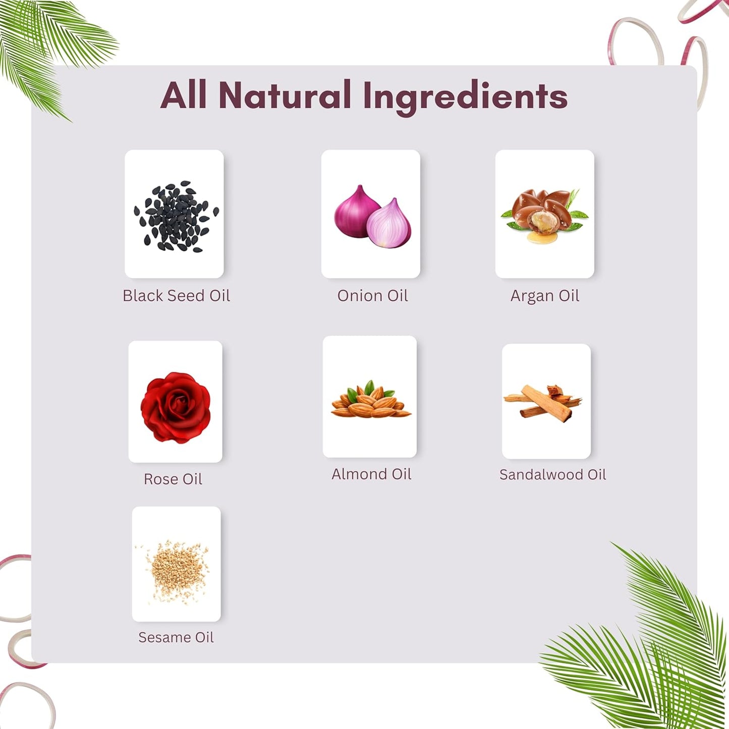 Hair Treatment Oil with Red Onion, Oil blends of Black Seed, Pure Argan, Sandalwood & Rose - 200 Ml/6.7 fl oz