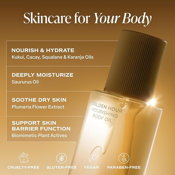 Saltair Body Oil. Luxurious Golden Hour After Shower and Bath Oil Moisturizer for Women and Men. Botanical, Non-Greasy, and Well-Absorbing Lotion for Hydrating Dry Skin. 4oz Pump Bottle