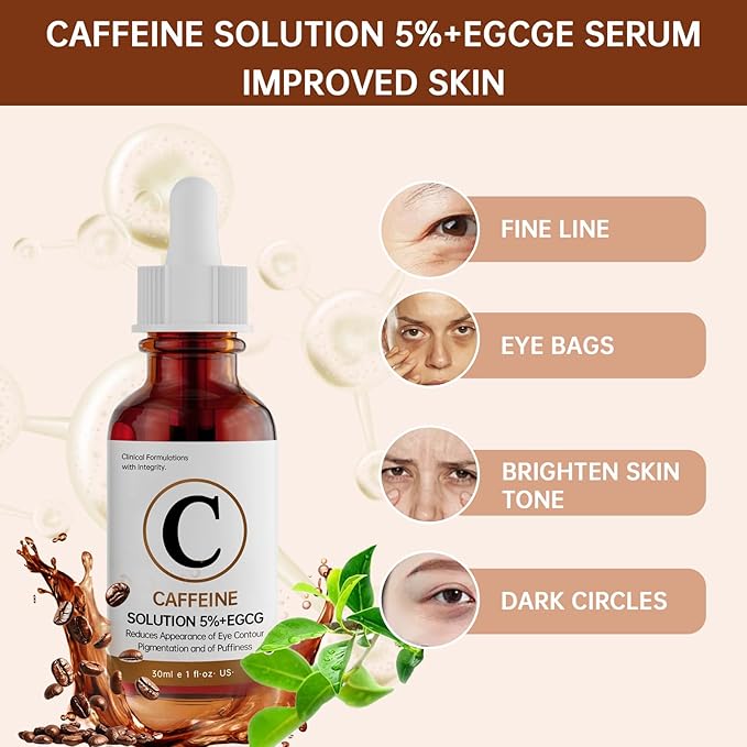 Caffeine Solution 5% + EGCG Eye Serum for Skin Care Caffeine Eye Serum Reducing Puffiness and Dark Circles 30ml