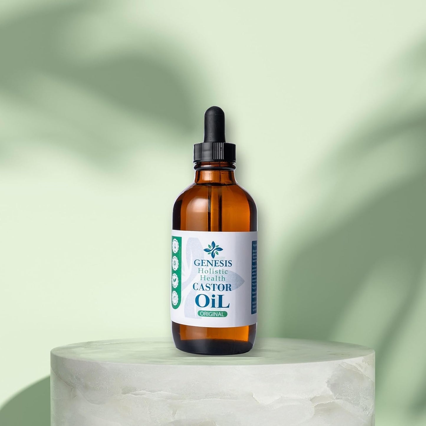 Genesis Holistic Health Organic Castor Oil – 100% Pure, Cold Pressed, Hexane Free – Nourishing Hair & Skin Oil – Eyelash & Eyebrow Growth, Deep Moisturizer – 4 oz Glass Bottle