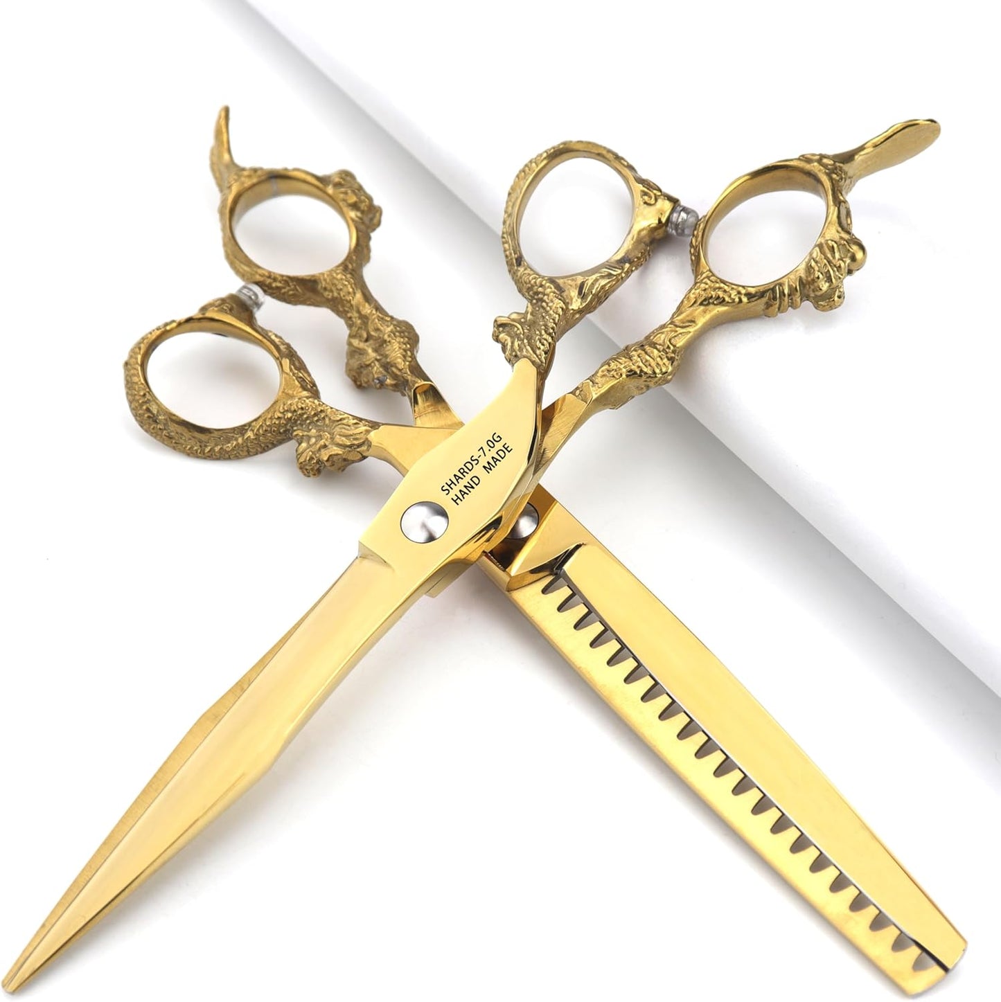 Hair Scissors 6/7/8/9-inch 440C High Hardness For Hairdressers Haircuts Cuttinging Scissors Professional Haircut (7 inch-2pc-A)