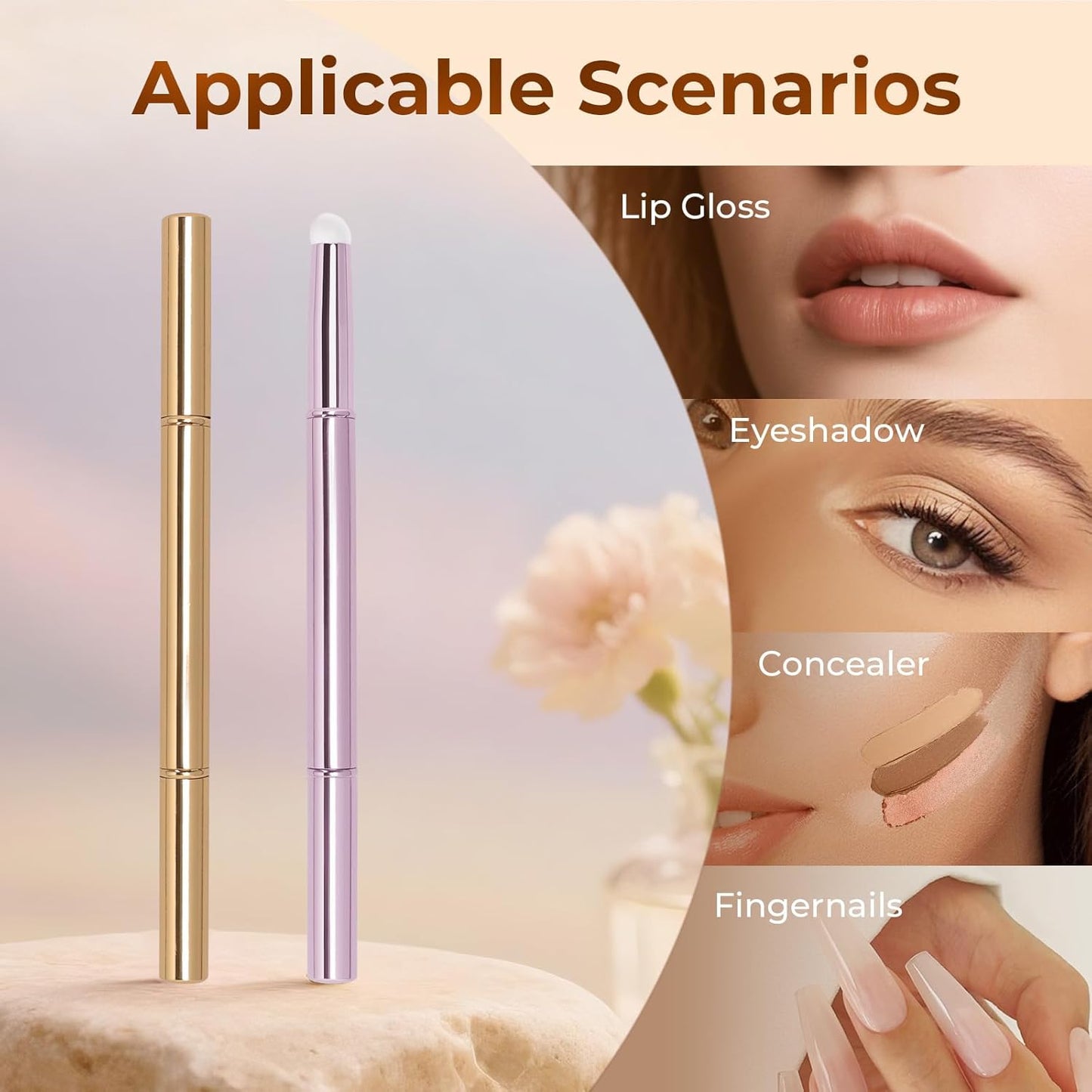 Unaone 2Packs Lip Brush for Lipstick, Dual-Ended Silicone & Bristle Tips Lip Makeup Brush, Lipstick Brush for Lip Gloss