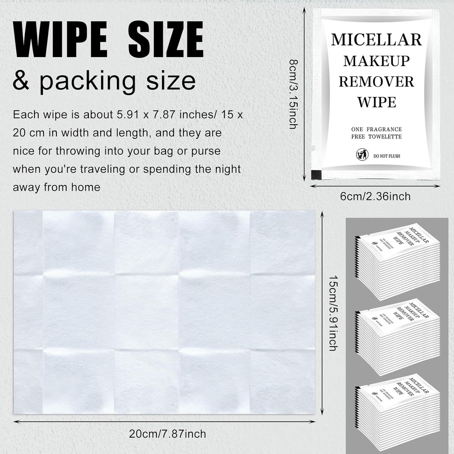 Ctosree 150 pcs Makeup Remover Wipes Bulk Individually Wrapped Makeup Wipes Single Remover Cloth Facial Cleansing Pads for Mascara Lipstick Oil Dirt Face Skin Travel Hotel(White)