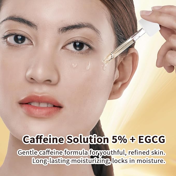 Caffeine Solution 5% + EGCG, Caffeine Eye Serum For Moisturizing, Targets Dark Circles & Puffiness, 1 PCS Natural Under Eye Serum For Facial Wrinkles & Fine Lines.