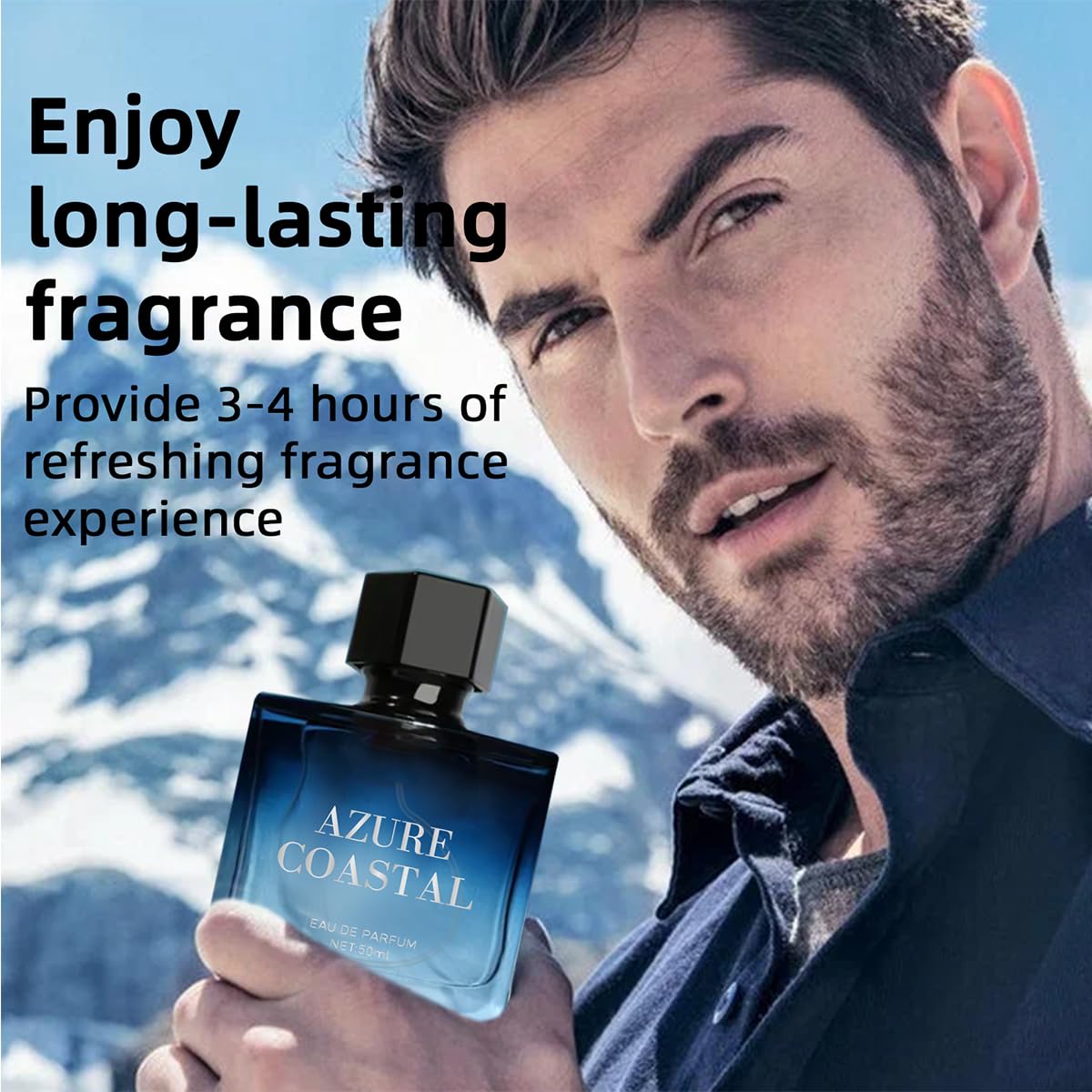 Azure Coastal Eau de Parfum for Man, Eau de Toilette Fragrance for Men, Long-Lasting Fragrance Perfum,1.76 oz, with Bergamot, Jasmine and Musk Notes