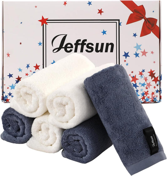 Wash Cloths 6 Pack, Super Soft and Gentle Face Towel on Sensitive Skin, Reusable Makeup Remover Eraser, 13x13 inch Large Washcloths for Face and Body, Easy to Clean Slate Blue Facial Cleaning Cloths