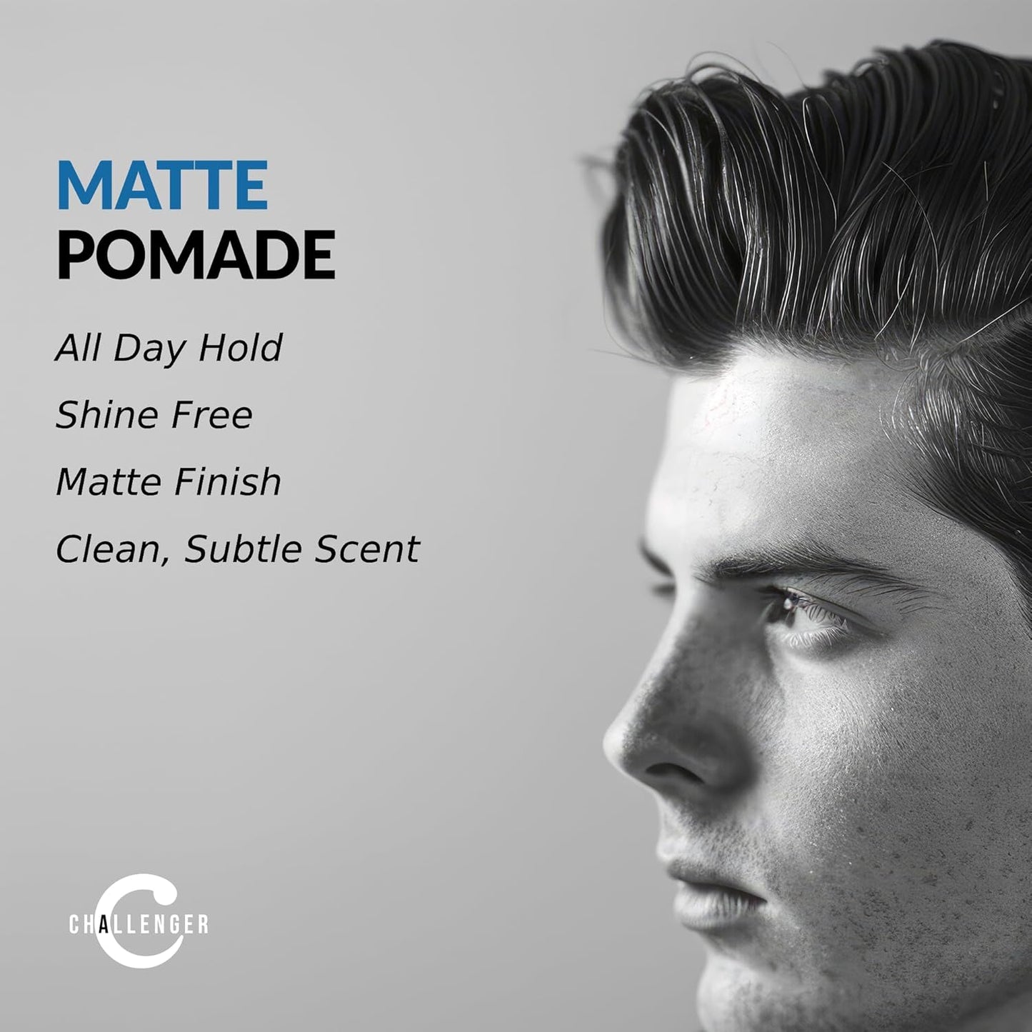 Challenger Matte Cream Pomade Combo | Natural, Shine Free Styling Product | Medium Firm All-Day Hold | Travel Friendly Water Based Hair Gel | For All Hair Types | 3oz and 1.5oz Jars