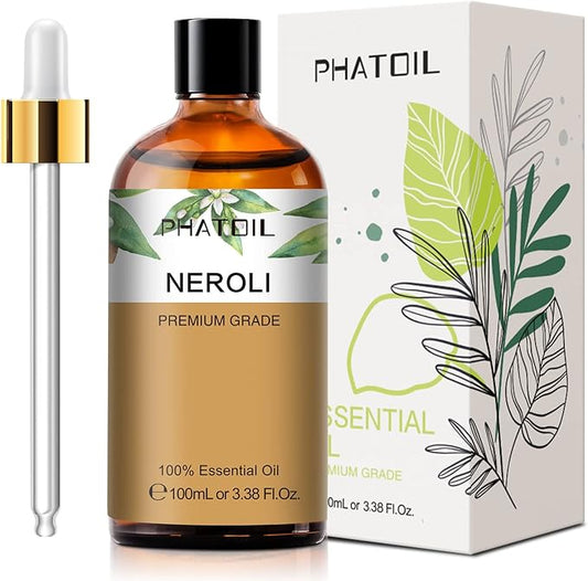Neroli 3.38fl.oz Essential Oil, PHATOIL Pure Aromatherapy Oils for Diffuser, Humidifier, Perfect for DIY Soap, Candle, Bath Bombs Making(100ml)