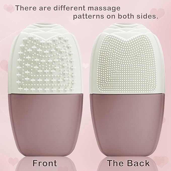 KOGITI Face Ice Roller & Mold - Beauty Facial Massage Tool for Puffiness Relief, Ice Cube Holder (Brush-Brown)