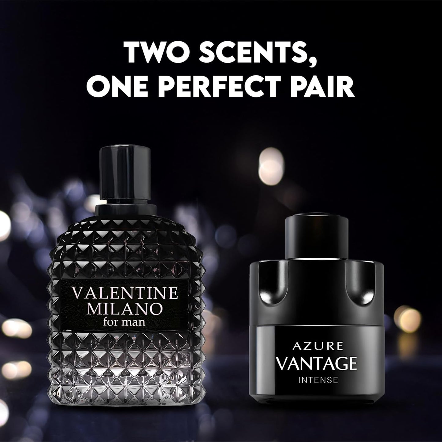 Valentine Milano/Vantage Intense 2PCS Eau De Toilette for Men-Fresh, Romantic Scent Perfume for Men 3.4 Fl Oz Each Mens Cologne For All Skin Daily Used