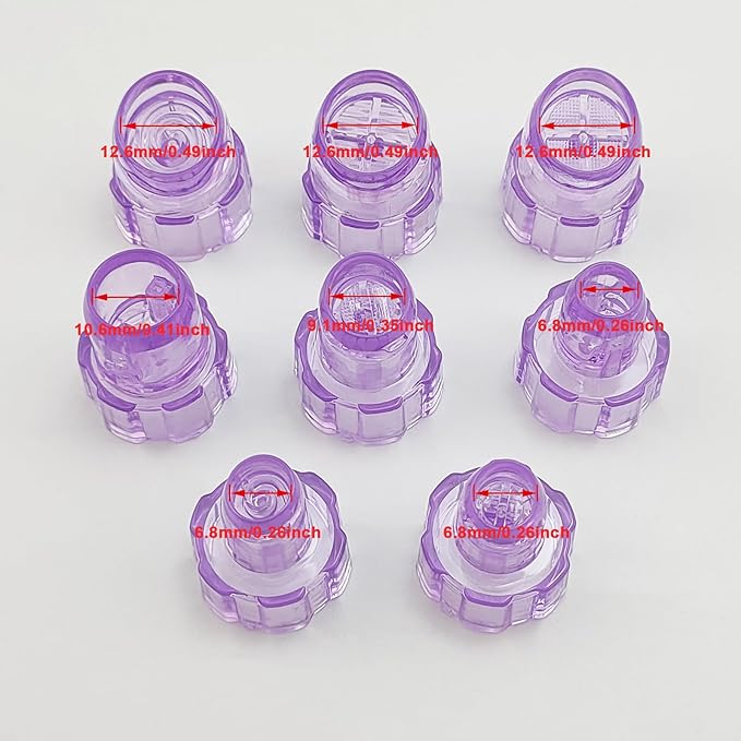 Elitzia Plastic Dermabrasion Microderma Heads Facial Aqua Peel Tips Water Peeling Caps Facial Care Skin Cleaning Tool Beauty Machine Replacement Spare Parts 8pcs Per Set （Lilac）