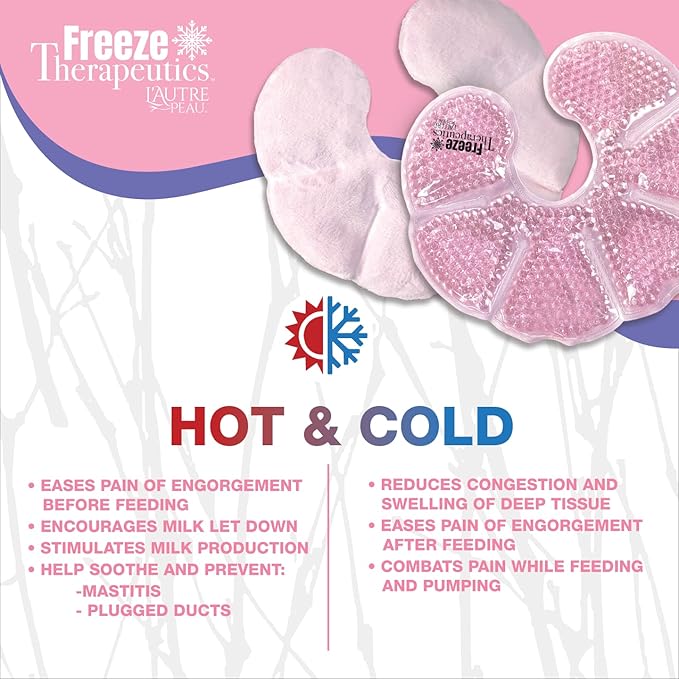 USA Merchant | Hot/Cold Plush Breast Gel Bead Packs by L'AUTRE PEAU Set of 2 Relief for Breastfeeding, Nursing Pain, Mastitis, Engorgement, Swelling, Plugged Ducts | Boost Milk Let-Down & Production