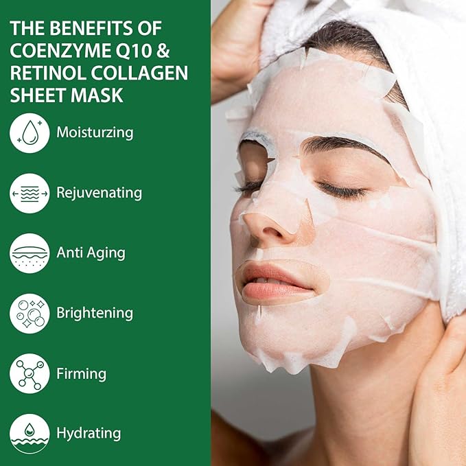 Deep Collagen Face Mask 10 Pack, Overnight Collagen Anti Wrinkle Lifting Mask, Hydrating Mask and Pore Minimizer for Face - Korean Skin Care (Collagen Face Mask)