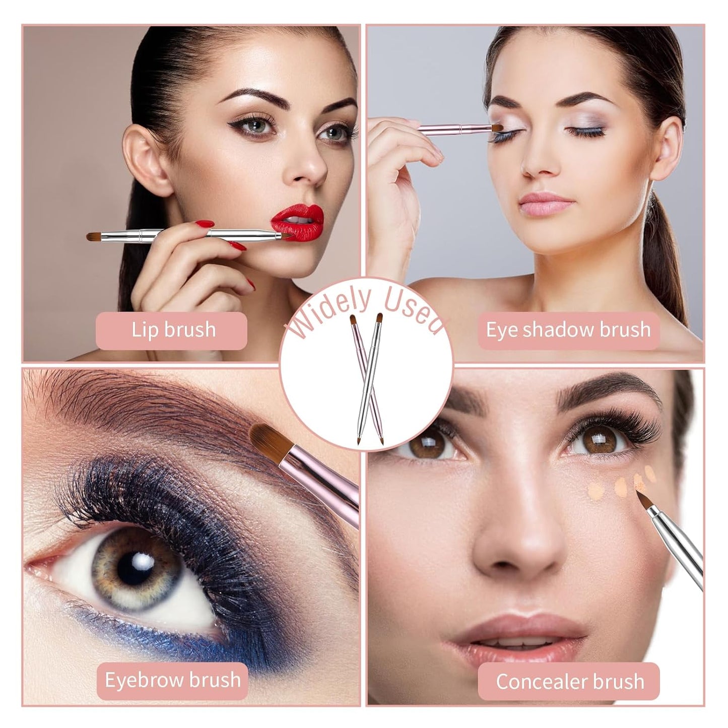 2 Pack Retractable Lip Brush for Lipstick, Double-Ended Lip Makeup Brushes Retractable with Cap Lip Gloss Lipstick Brush Applicator Travel