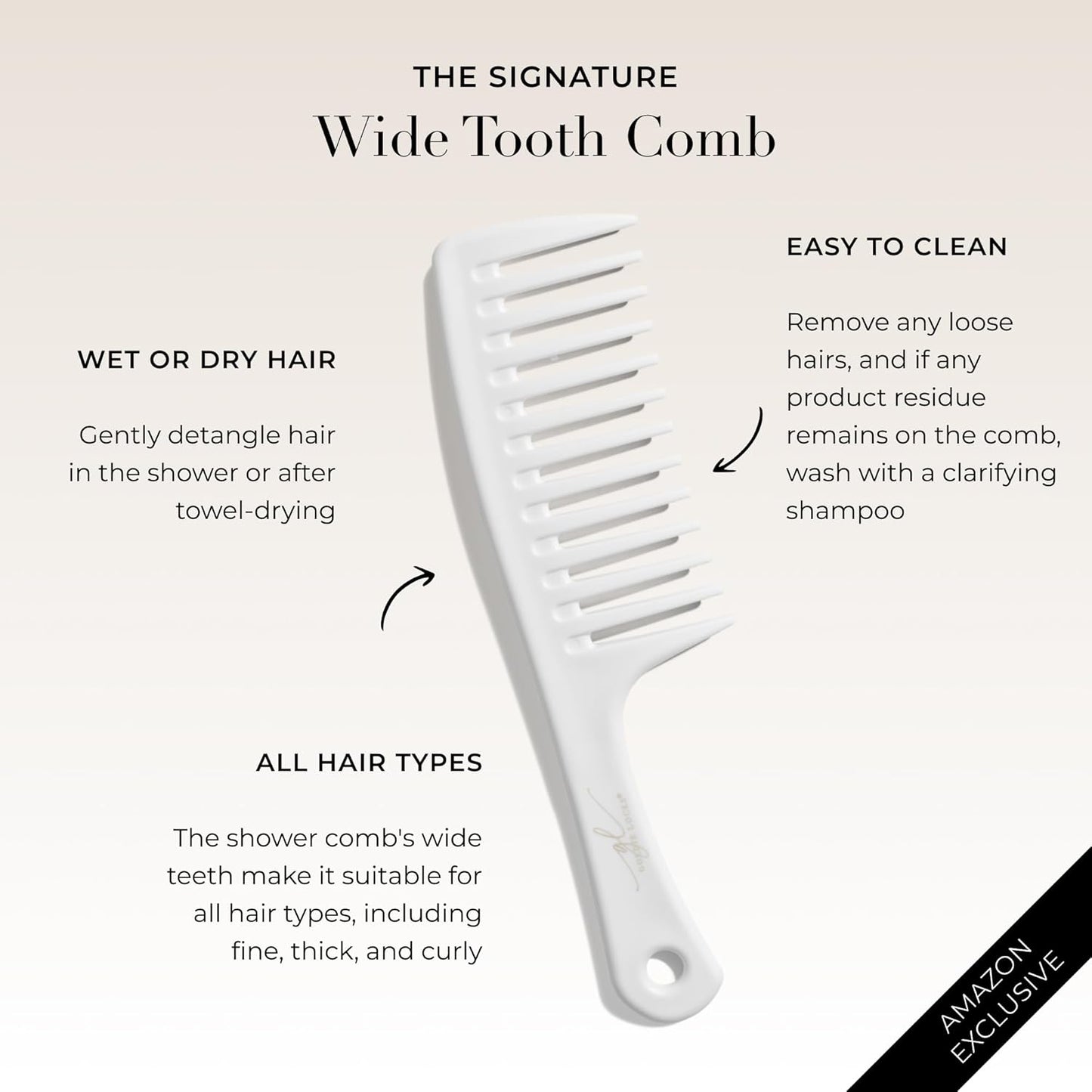 Goldie Locks Signature Wide Tooth Comb – Extension & Curl Friendly Detangling Comb for Wet or Dry Hair – Gentle on Delicate Strands, Curls & Hair Extensions