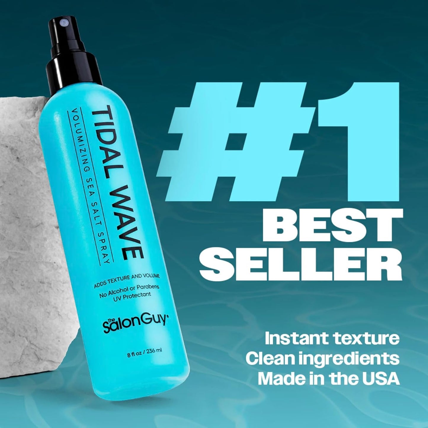 THESALONGUY Tidal Wave Sea Salt Spray for Hair | Texturizing Mist & Volumizing Spray for Men & Women | Adds Beach Waves, Volume & Matte Texture | Alcohol-Free, Paraben-Free, 8 oz