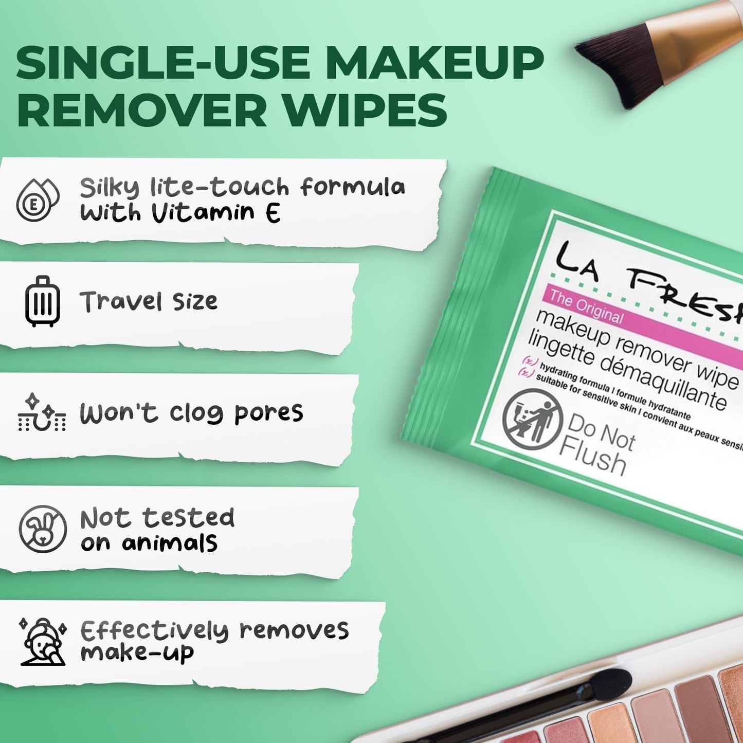 LA Fresh Makeup Remover Wipes with Vitamin E - Make up Remover for Face, Eyes, Lips - Face Travel Essentials - Case of 200ct Makeup Wipes