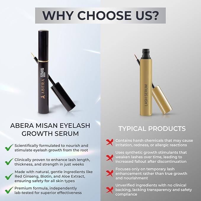 Abera Misan Eyelash Growth Serum (Upgrade Version) - Natural Lash Booster and Lash Enhancer, Regenerating and Nourishing Lashes Longer and Thicker (2. Set of 2 with Gift)