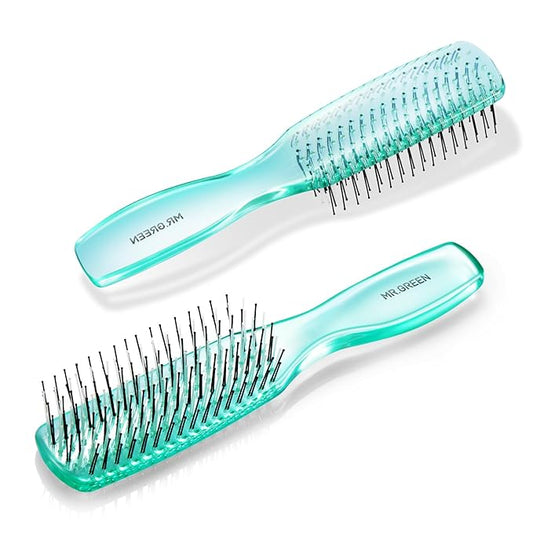 MR.GREEN Hair Brush Crystal Scalp Massage Combs Volumizing Hair Styling Fine Tooth Detangling Tool For Long Wet Dry Hair Women Gift (Green, Small)