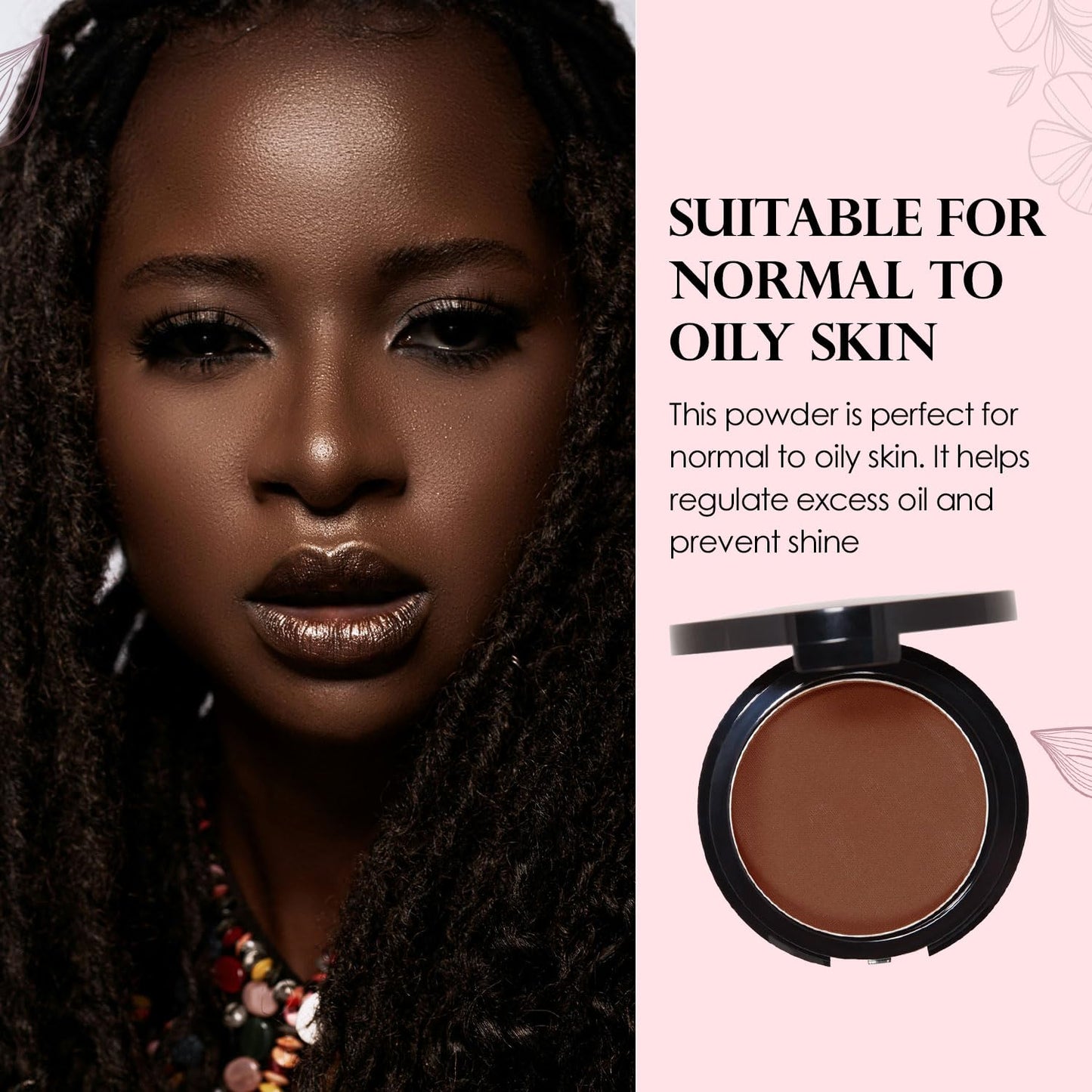 Vera Moore Matte Pressed Powder, Makeup Setting Compact Powder, Face Powder for Full Coverage with Flawless Finish, Shine, Matte Finish for All Skin Types (Antique Brown, 12.5g)