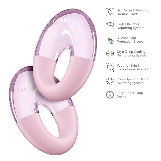 SmartAppGuided™ Cool & Warm Eye Massager | 7 in 1 | Multifunctional Massager | Eyes & Face | Battery-free Cooling & Warming | Firms, Relaxes & De-Puffs Skin | Ring-shaped Design for Easy Grip