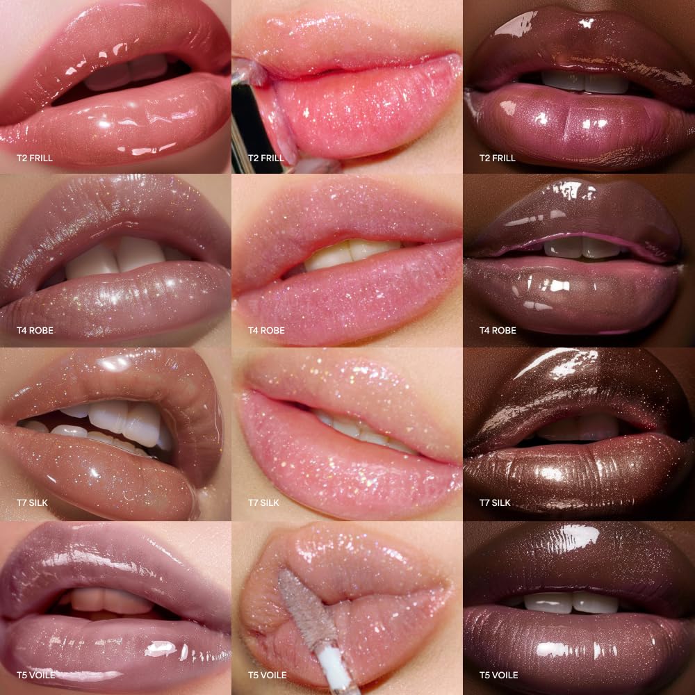 ENTROPY MAKEUP Tulle Lip Gloss, Lightweight 3D Pearl Shimmer, Ultra-Gloss High Shine, Non-Sticky Moisturizing Lip Gloss with Peptide Complex, Robe