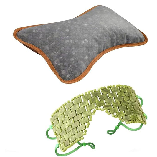 Jade Eye Mask &Crystal Energy Pillow Infused-Healing Crystal Pillows for Sleeping Nurtures Body,Mind,and Spirit,Comfortable &Breathable,Pillows for Side,Back Sleepers Massag