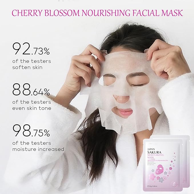 Skincare Set Sakura Skincare Gifts For Teen Girls, 11 Pack Skin Care Coreano Kit - Hair Tie, Mask, Makeup Remover, Cleanser, Cream, Brush, Mud Mask, Sleep Mask, Teen Face Care Kit Girls Beauty Set