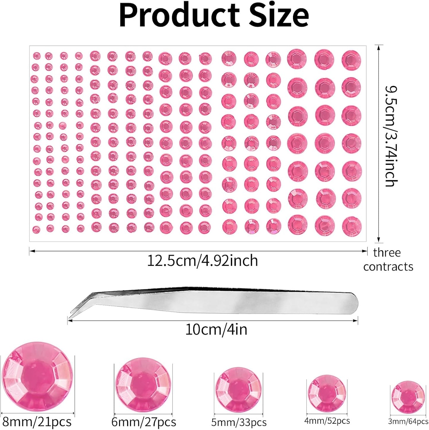 591pcs Face Gems Hair Gems Pearls, Self-Adhesive Face Jewels Eye Rhinestones 3/4/5/6/8 mm Face Gem Stick on, Halloween Makeup Gems Rave Accessories for Face Eyes Body Makeup (11.Light Pink)