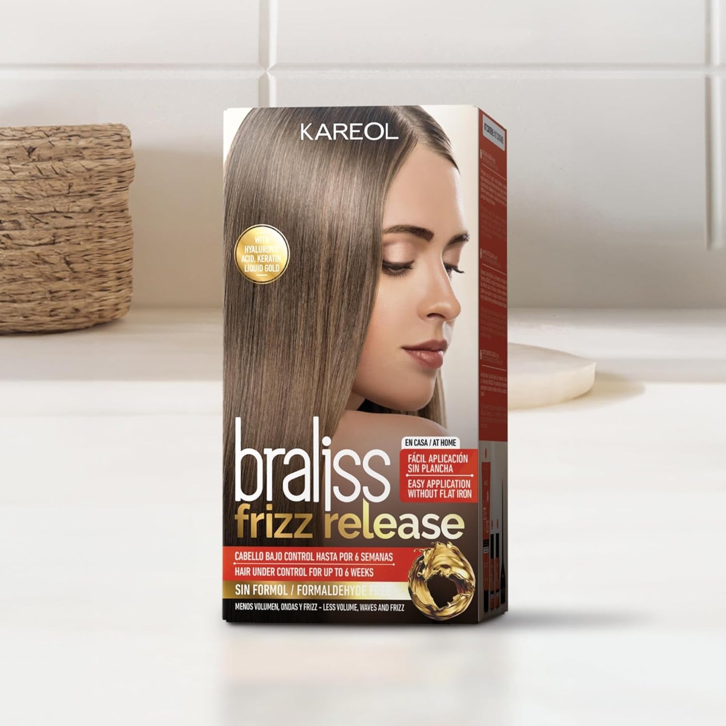 Braliss Frizz Release Hair Straightening Kit, No Flat Iron Required, Formaldehyde-Free, With Liquid Gold & Keratin, 6 Weeks Results