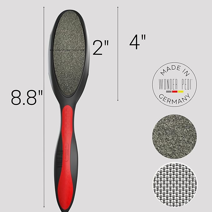 Made in Germany Ceramic Stone and Stainless Steel Foot File, Double Sided Callus Remover, Feet Scrubber, Professional Pedicure Foot Care Tool Rasp, Long Lasting Foot Buffer, Heel Scraper, Wonder Pedi