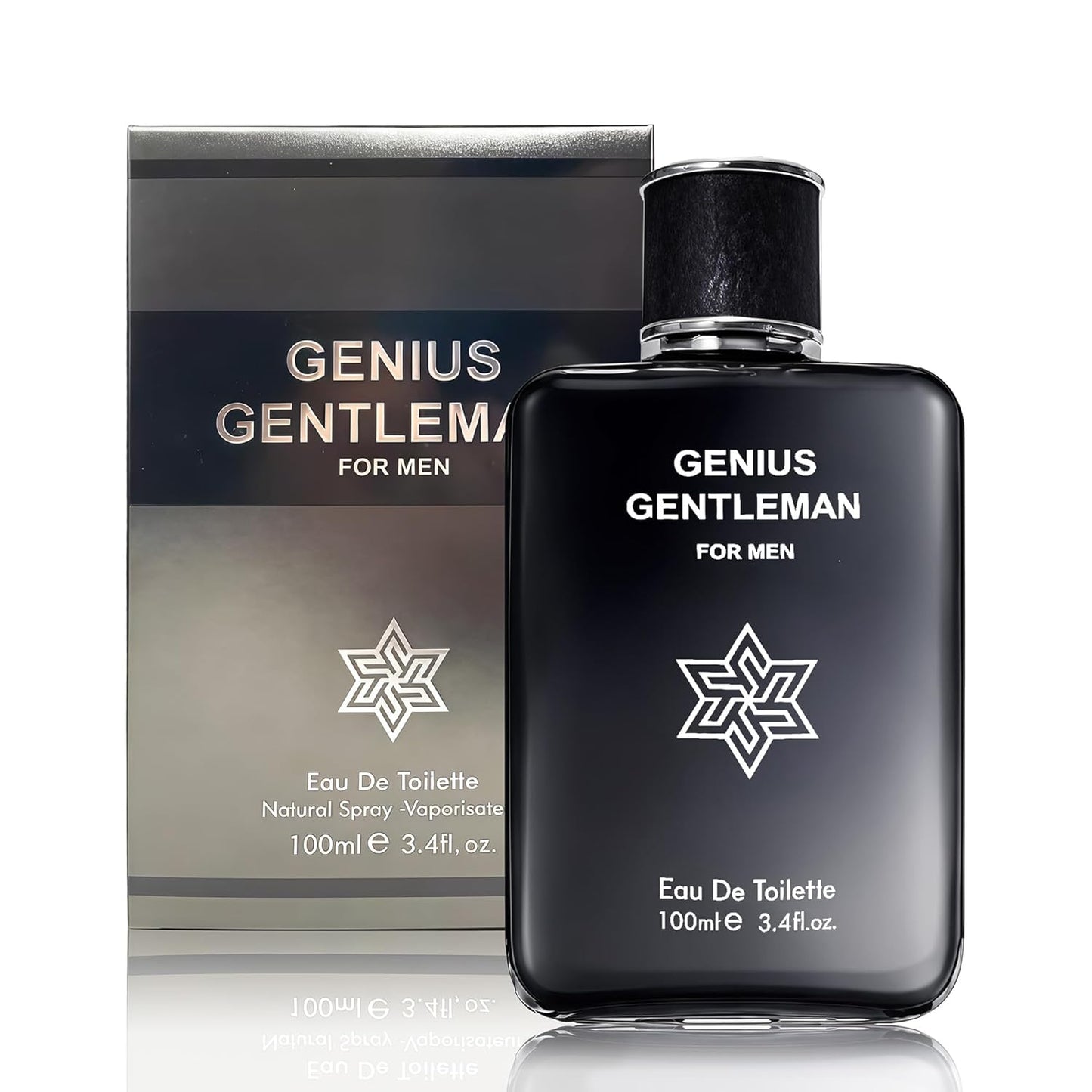 Genius Gentleman Cologne for Men Natural Eau de Toilette 3.4 Fl Oz with Whiskey,Iris,Woodsy Notes,Amber,Bergamot Notes Fragrance Alcohol-Free Luxury Men's Perfume for Daily Use