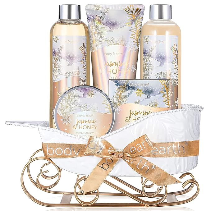 Spa Gift Set for Women, Bath and Body Set with Ocean & Jasmine & Honey Scent, 11 Pcs Gifts for Women,