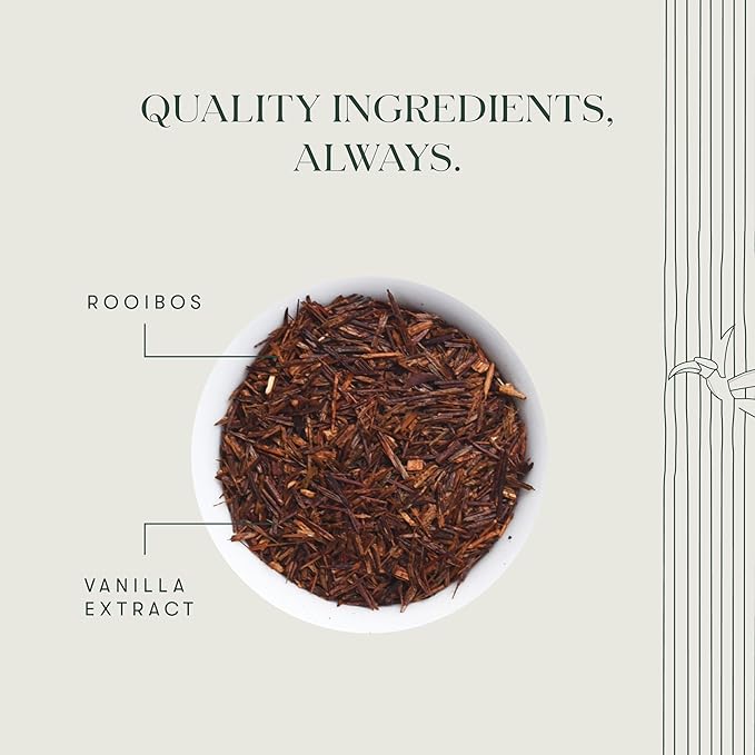 Luxmi Estates - Rooibos Vanilla - Organic Rooibos Tea with Natural Vanilla Extract - Loose Leaf - 100g (50 Cups)| Limited Fall Tea, Calming and Relaxing