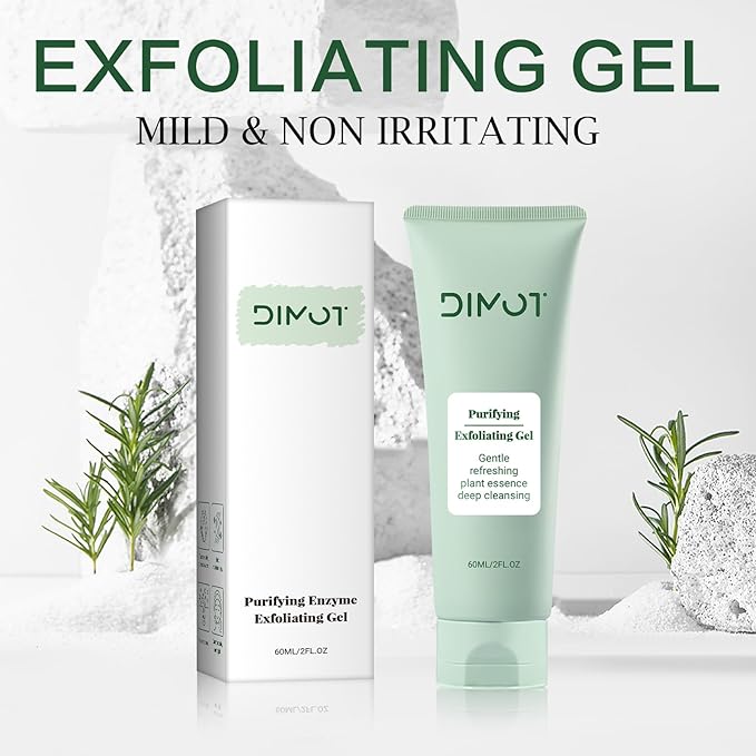 Purifying Exfoliating Gel, Facial Exfoliator Cleanser, Exfoliating Face Scrub with Aloe Vera Gel,Gentle Exfoliator Facial Cleanser for All Skin Types, Skin Care Set for Men & Women (Green, 2pc)