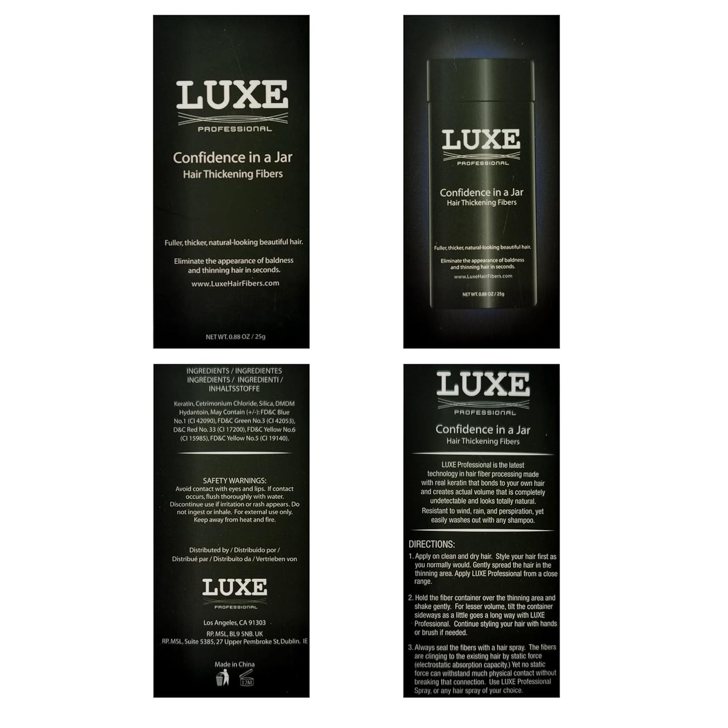 LUXE Hair Building Fibers - Thickening Fibers - CONFIDENCE IN A JAR – 2 Months+ Supply! – Hypoallergenic, Dermatologist Tested – Multiple Colors Available (Medium Brown)