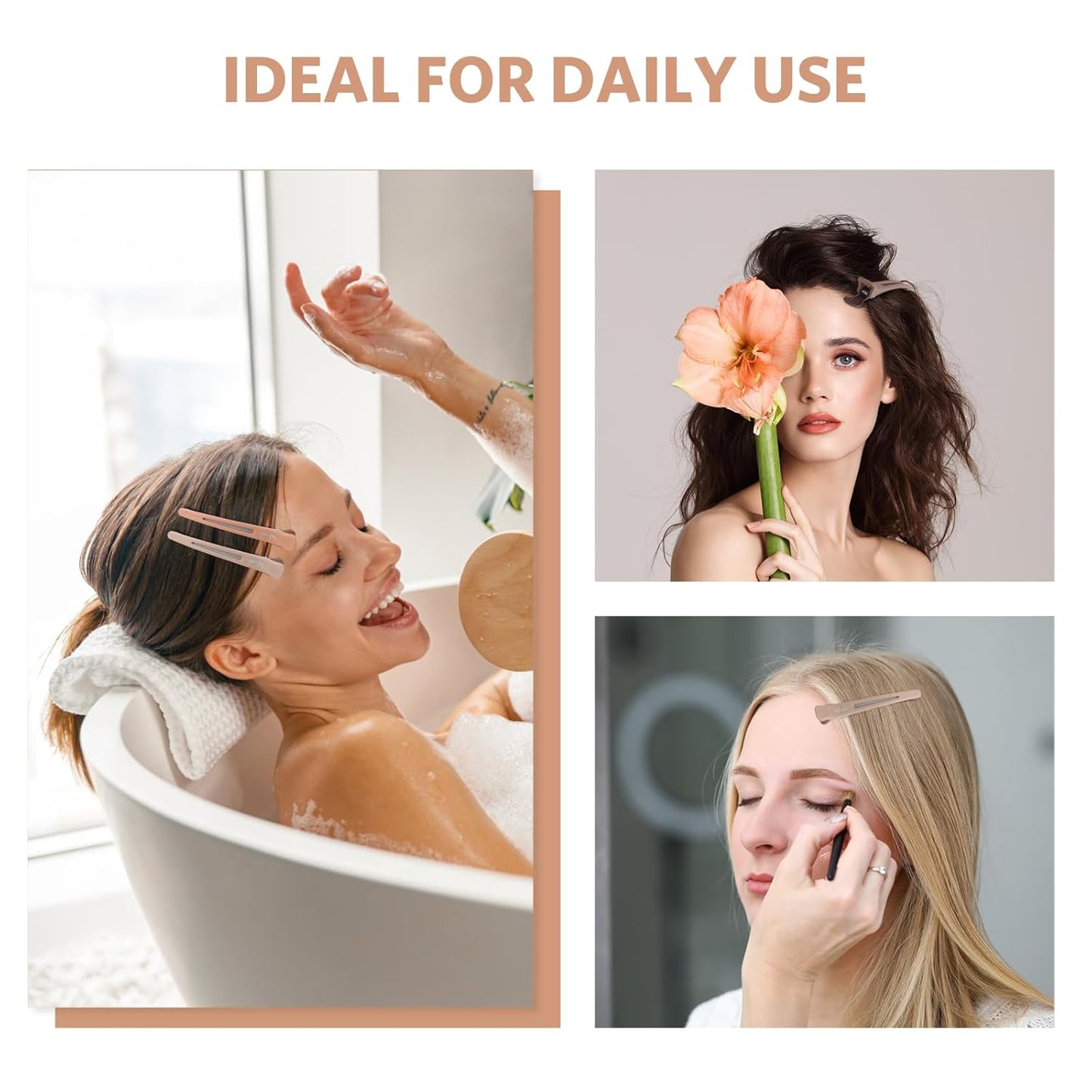 Sndyi 12pcs Neutral Hair Clips for Styling Sectioning - Non Slip Duck Billed With Silicone Band, Roller Clips, Salon Cutting Clips for Hairdresser, Barber, Women, Men