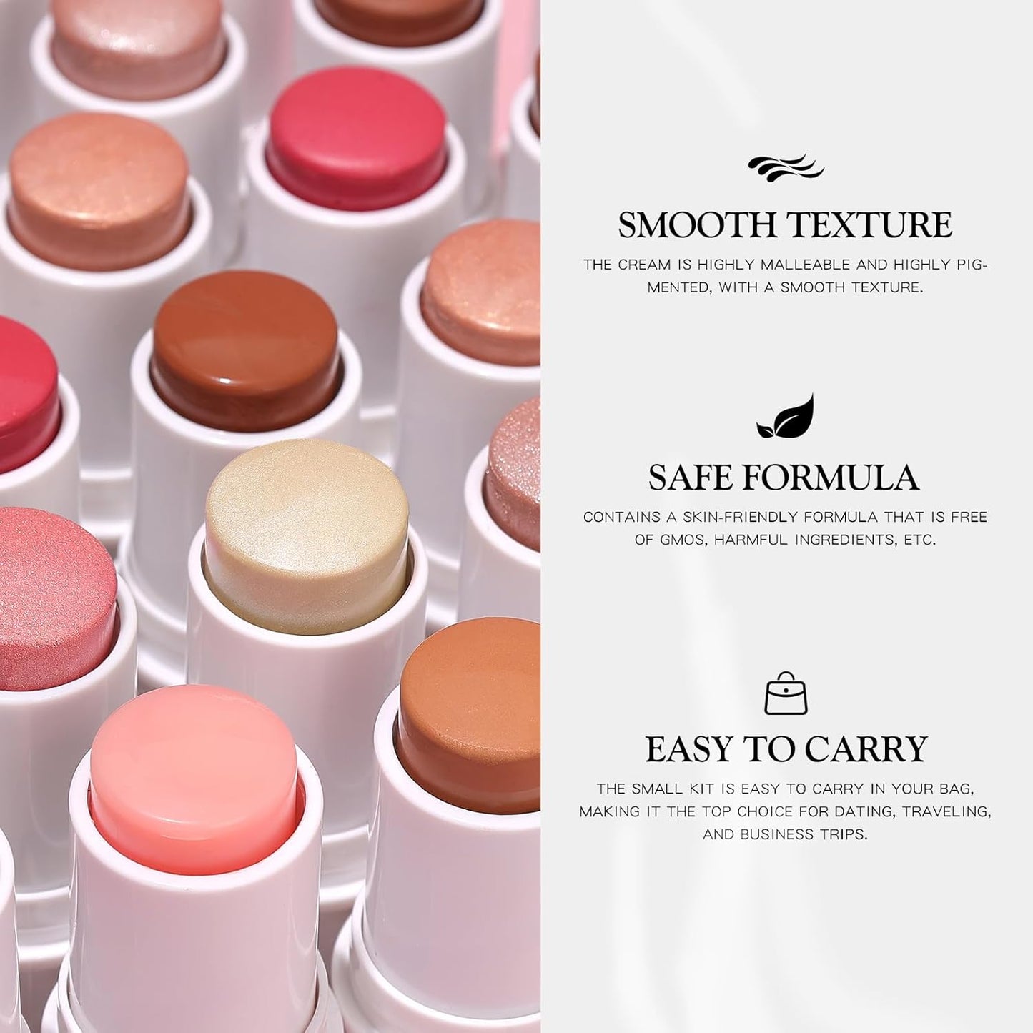 bayfree 3 PCS Makeup Cream Contour Stick Set, Highlighter Stick & Bronzer Stick & Blush Stick, Long Lasting, Natural Face Contour, Dewy & Matte Finish, Multi Stick Trio for All Skin