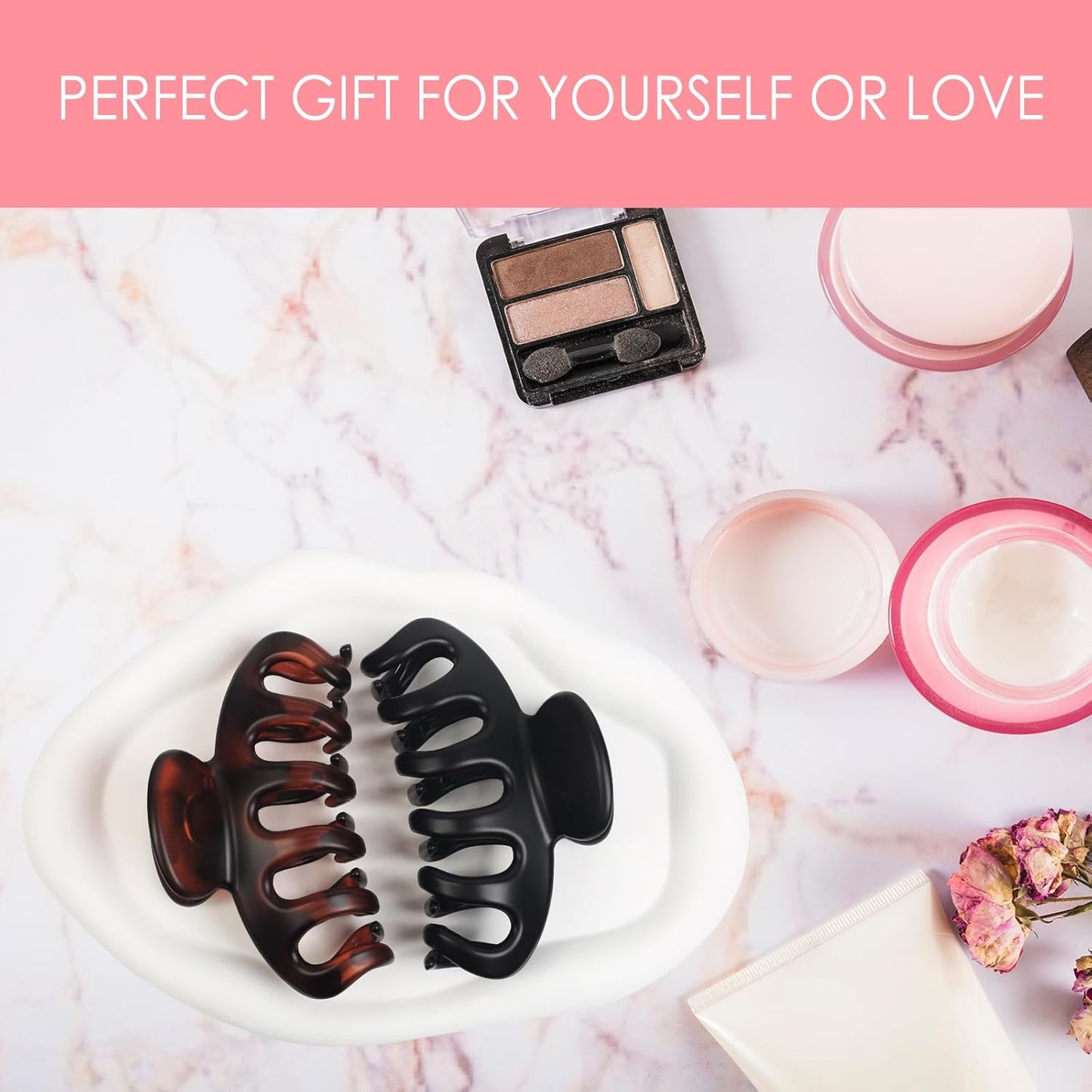 Claw Clip for Women, 4.3" Large 360° Grip Butterfly Spring Hair Clip, Matte Claw Clips 2 Pack - Strong Hold Banana Clips, Durable for Thick Hair, Black & Tortoise