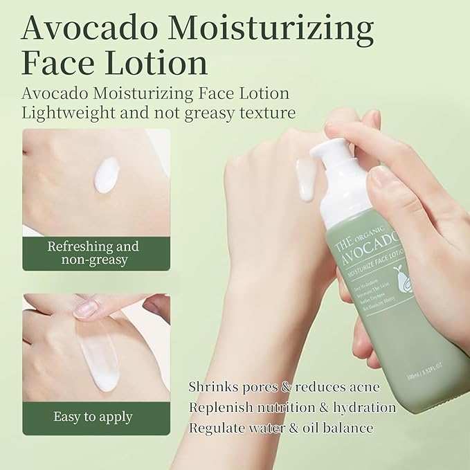 Avocado Skin Care Set, 4 PCS Moisturizing Skincare Set, Anti Aging Skin Care Routine Kit For Women With Toner, Lotion, 2 PCS Eye Cream, Travel Facial Skincare Kits, Daily Skin Care.