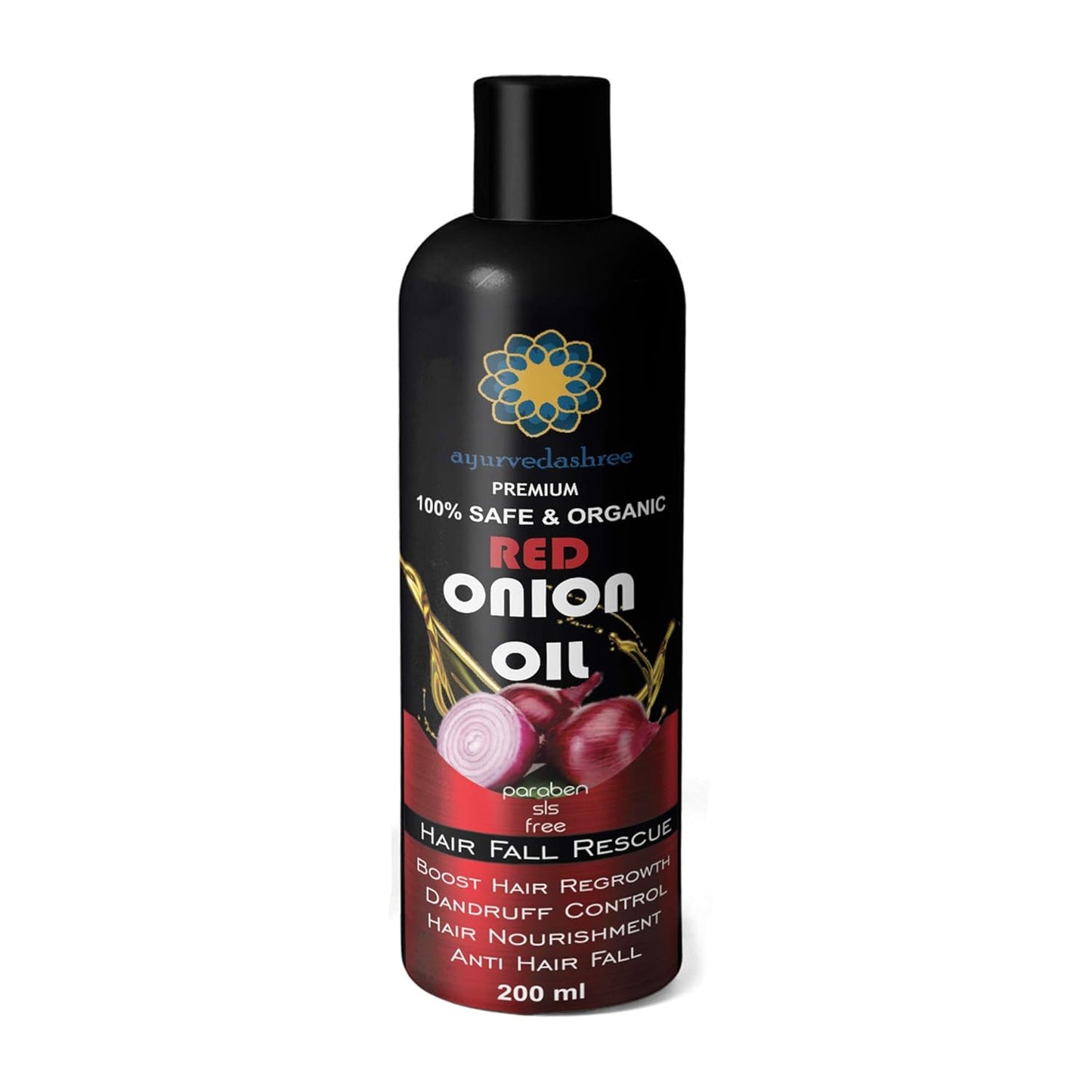 Hair Treatment Oil with Red Onion, Oil blends of Black Seed, Pure Argan, Sandalwood & Rose - 200 Ml/6.7 fl oz
