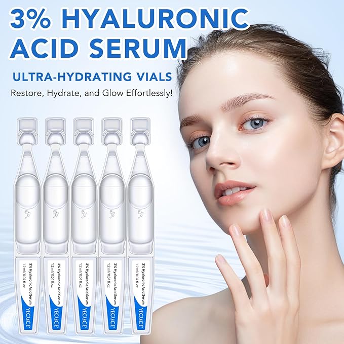 3% Hyaluronic Acid Serum, Ultra Hydrating Serum for face, Hyaluronic Acid Tubes | Pre-makeup SkinCare | Single-Use Hydrating Vials Skincare for Dry & Sensitive skin, 30 Count