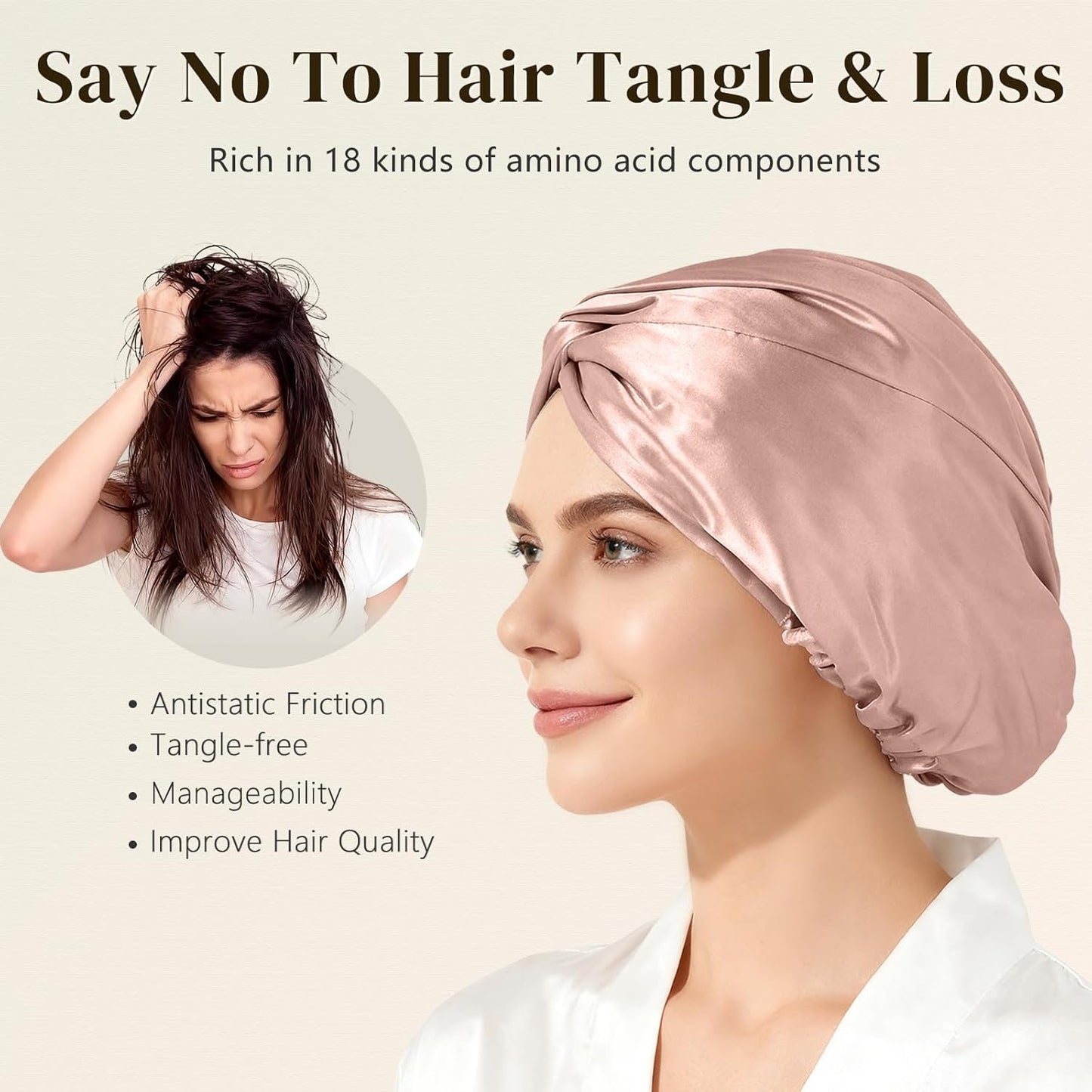 ZIMASILK 100% 22 Momme Mulberry Silk Bonnet for Sleeping Women, Breathable Silk Hair Wrap for Premium Hair Protection - Reducing Friction (1Pc, Blush Pink)
