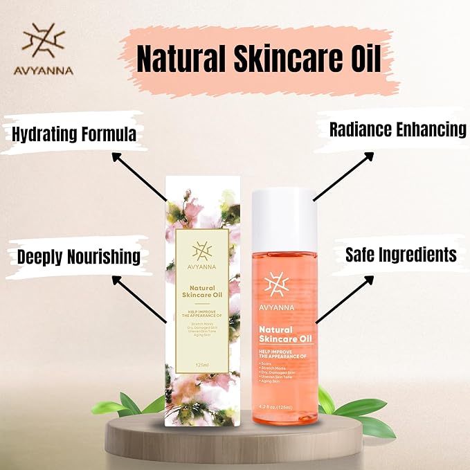 AVYANNA Natural Skincare Oil - Deeply Nourishing & Hydrating Formula for Soft, Glowing Skin, Enhances Texture Quickly Absorbed Non Greasy.