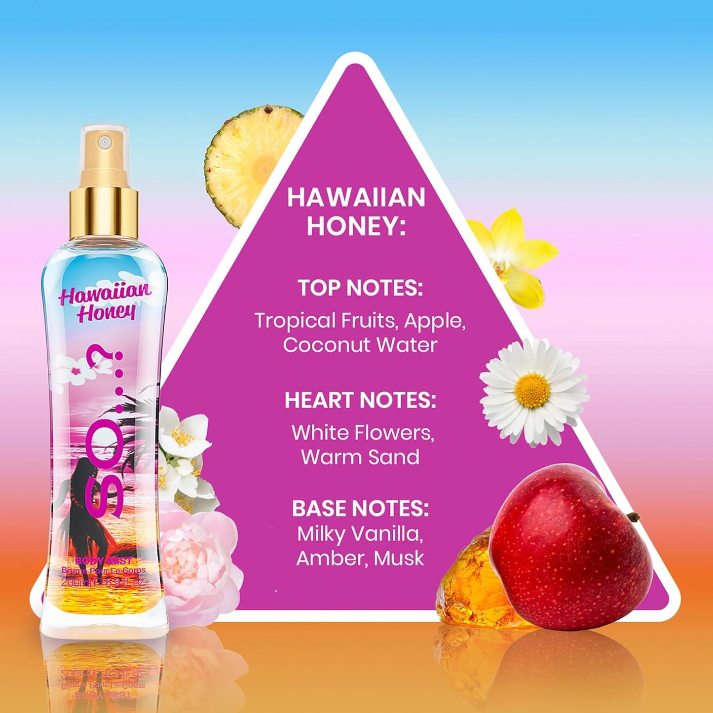 So...? Hawaiian Honey Body Mist for Women - 6.9 oz Body Mist - Pack of 2