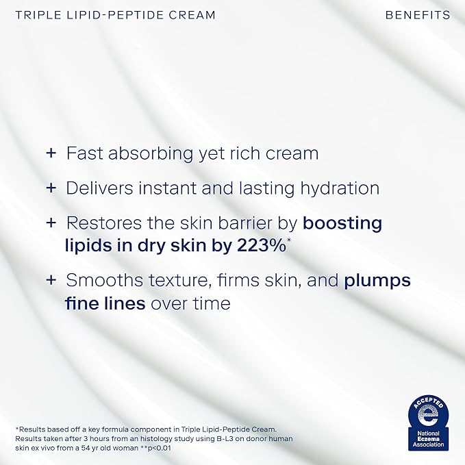 Skinfix Triple Lipid-Peptide Cream - 3.3 oz - Rich Face Moisturizer to Instantly Hydrate & Restore Dry, Sensitive Skin - Non-Comedogenic, Fragrance Free, Vegan, Cruelty Free