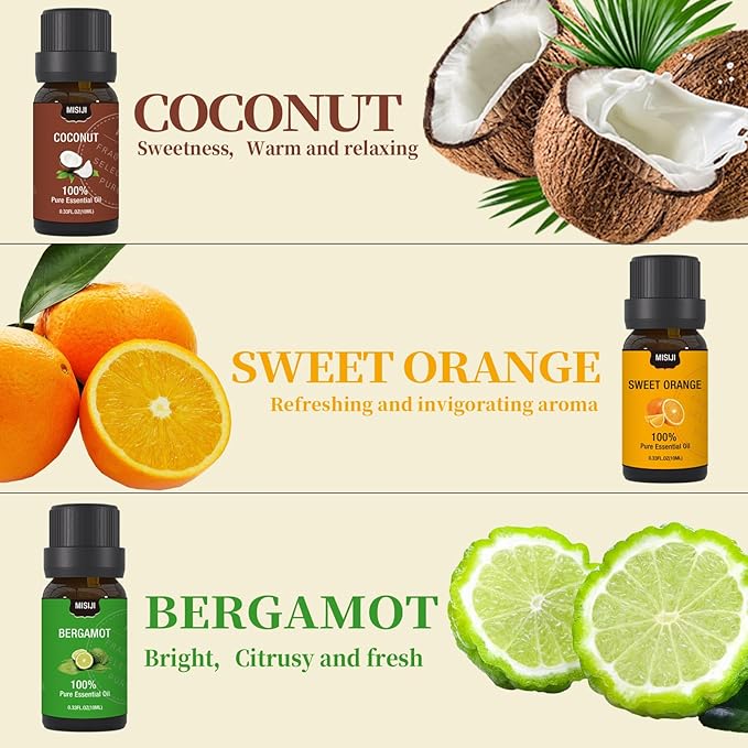Essential Oils Set,Fruity-Essential Oils for Diffuser for Home, Diffuser Oils Scents for Aromatherapy,Candle&Soap Making,Humidifiers 6 X 10ML